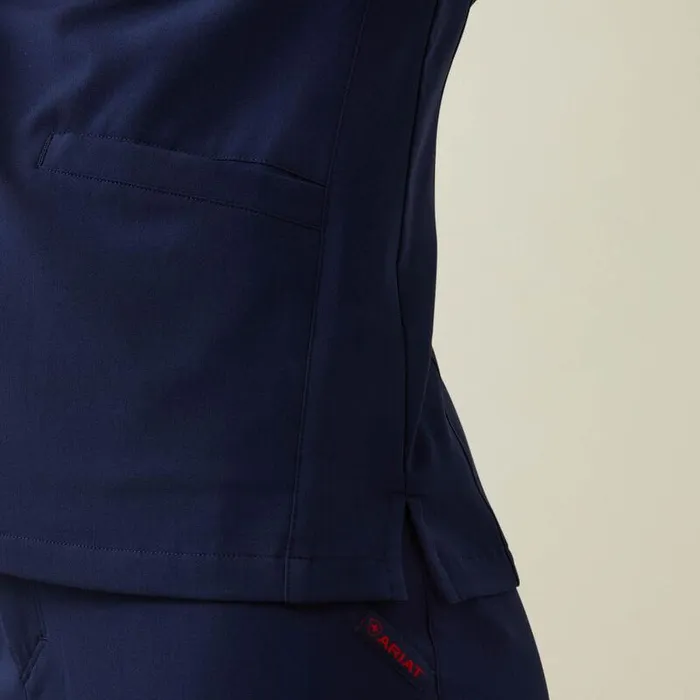 Women Scrubs Ariat Clara 6 Pocket Scrub Top Navy