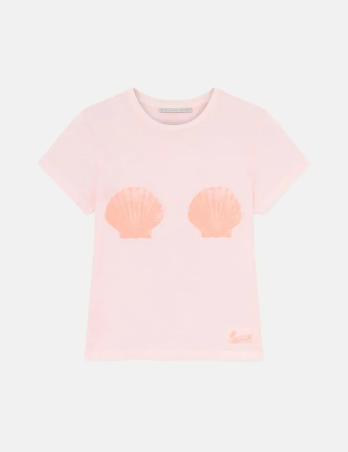 Women Seashell Crewneck TShirt Light Pink Stella McCartney Sweatshirts And TShirts