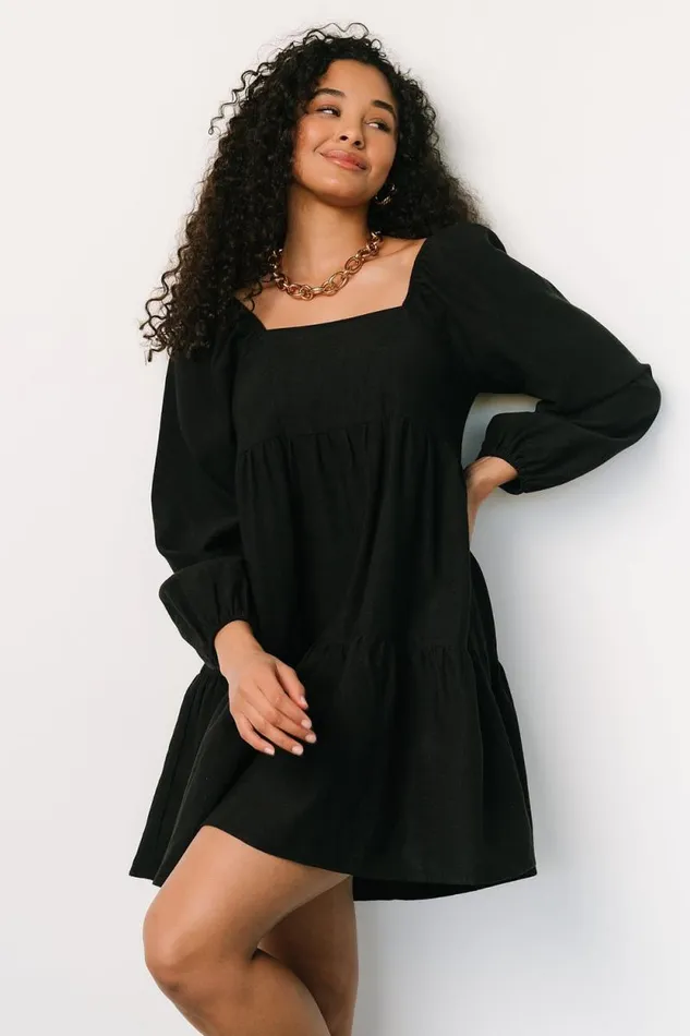 Women Selena Tiered Mini Dress Black Baltic Born Short Dresses Women Selena Tiered Mini Dress Black Baltic Born Short Dresses