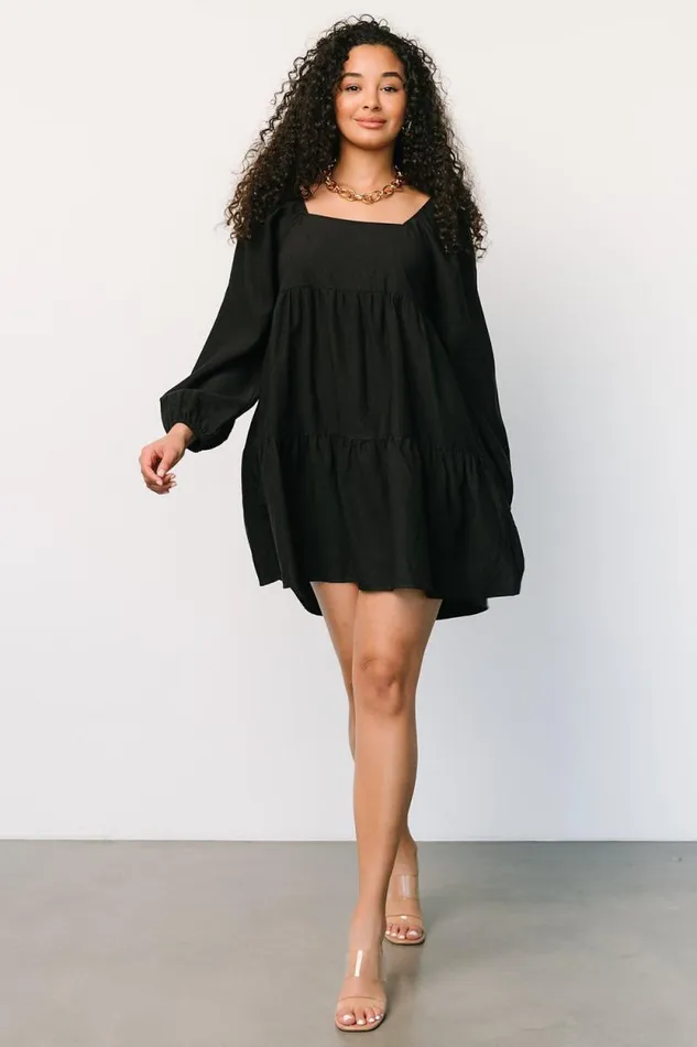 Women Selena Tiered Mini Dress Black Baltic Born Short Dresses Women Selena Tiered Mini Dress Black Baltic Born Short Dresses