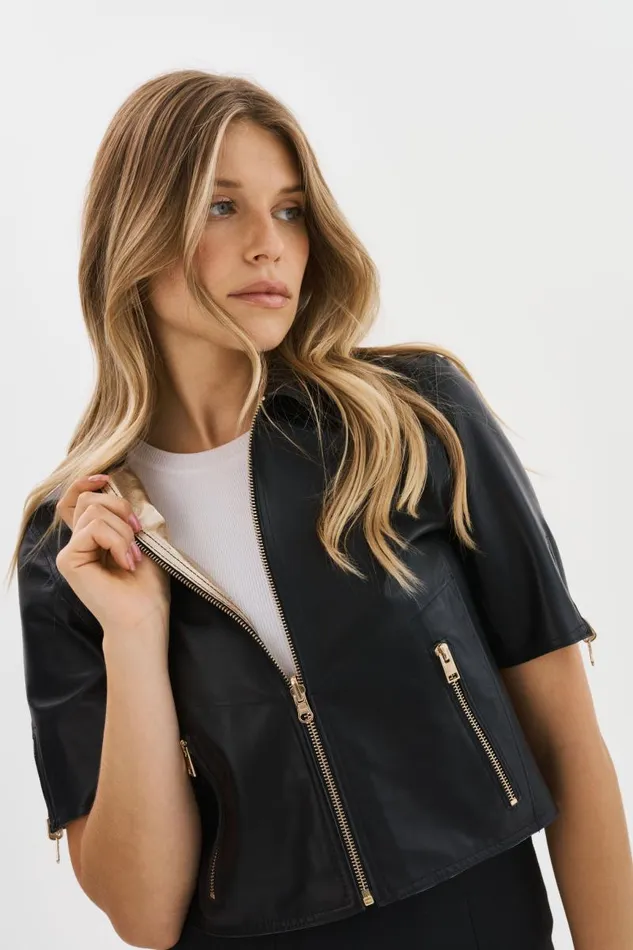 Women SEVANA Reversible Leather Jacket Blackgold LAMARQUE Leather Jackets
