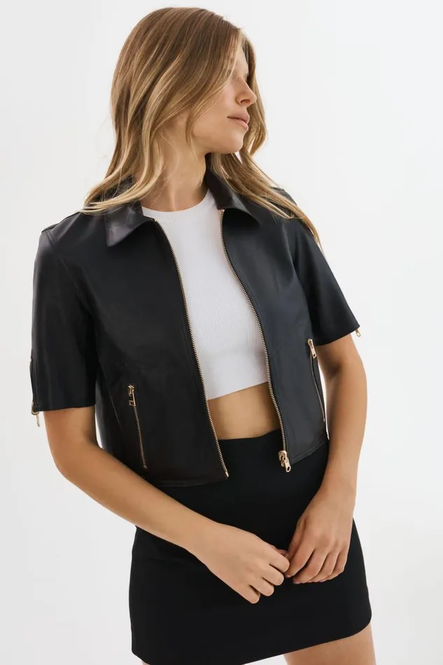 Women SEVANA Reversible Leather Jacket Blackgold LAMARQUE Leather Jackets