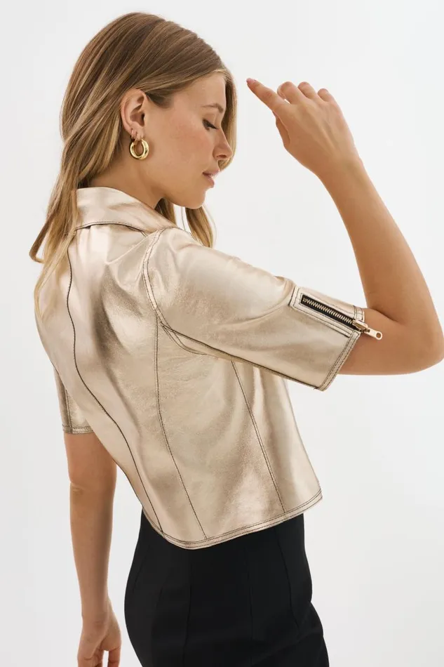 Women SEVANA Reversible Leather Jacket Blackgold LAMARQUE Leather Jackets