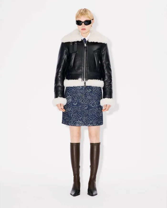 Women Shearling Bomber Black Kenzo Jackets And Coats