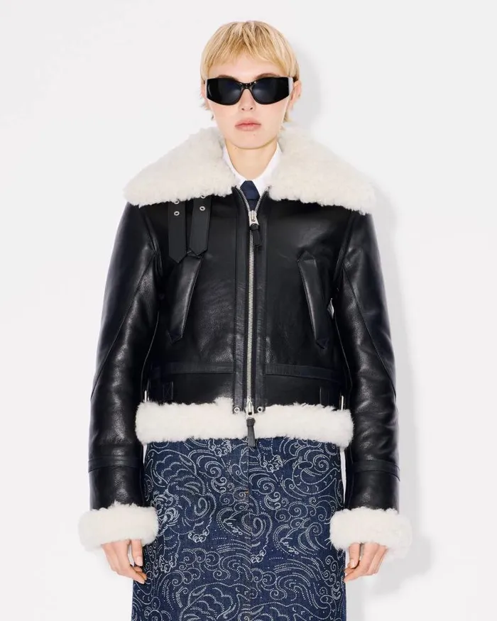 Women Shearling Bomber Black Kenzo Jackets And Coats