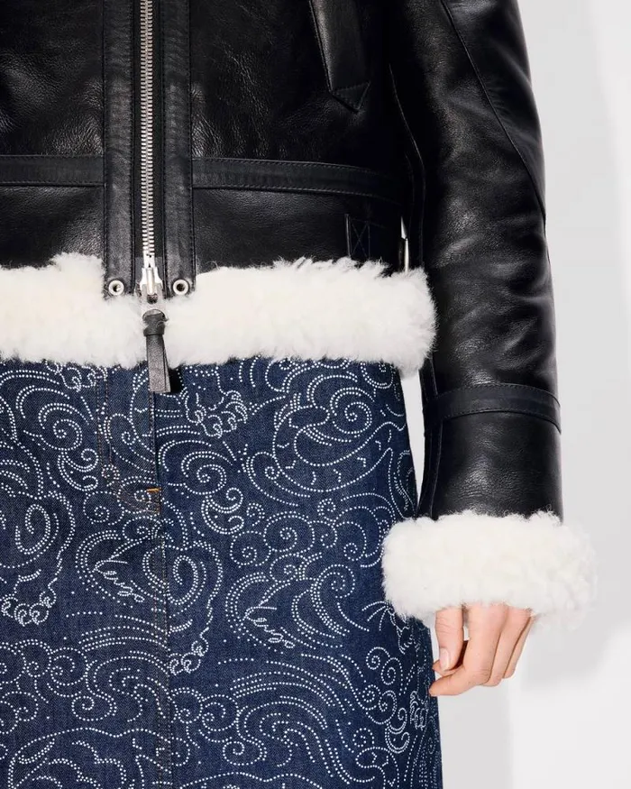 Women Shearling Bomber Black Kenzo Jackets And Coats