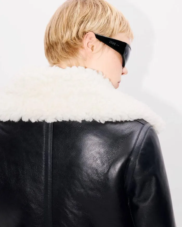 Women Shearling Bomber Black Kenzo Jackets And Coats
