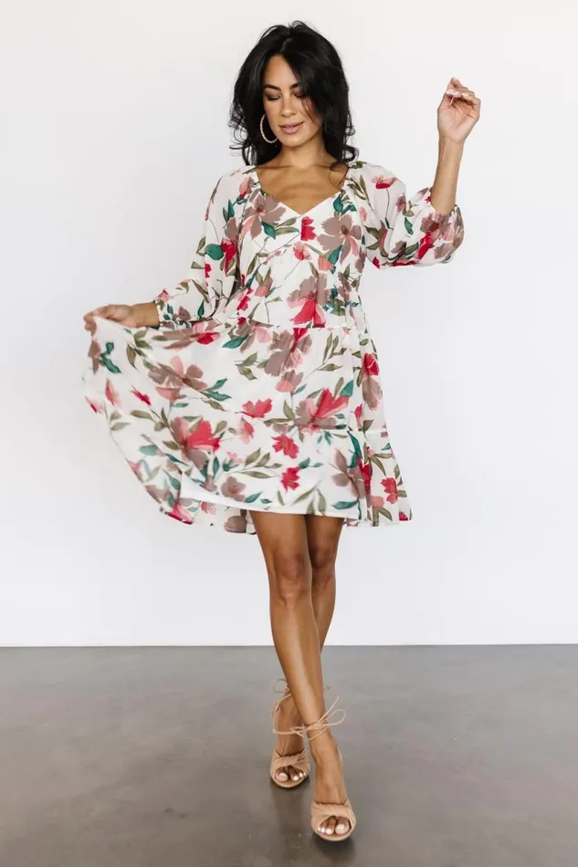 Women Shelley Short Dress Ivory Floral Baltic Born Short Dresses Women Shelley Short Dress Ivory Floral Baltic Born Short Dresses