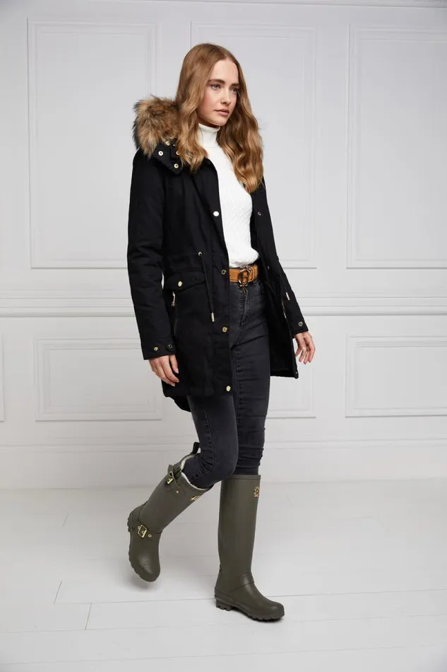 Women Sherpa Lined Regency Wellington Matte Green Holland Cooper Wellington Boots