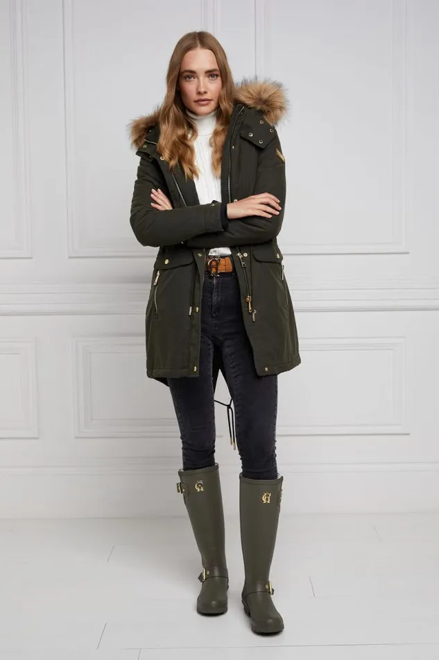 Women Sherpa Lined Regency Wellington Matte Green Holland Cooper Wellington Boots