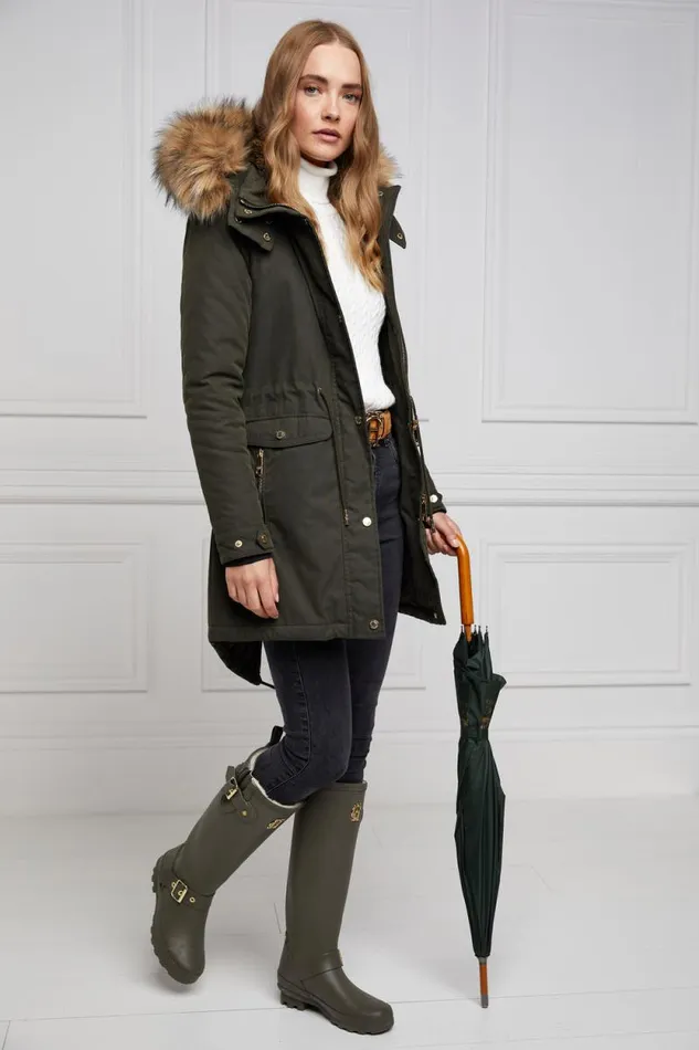 Women Sherpa Lined Regency Wellington Matte Green Holland Cooper Wellington Boots