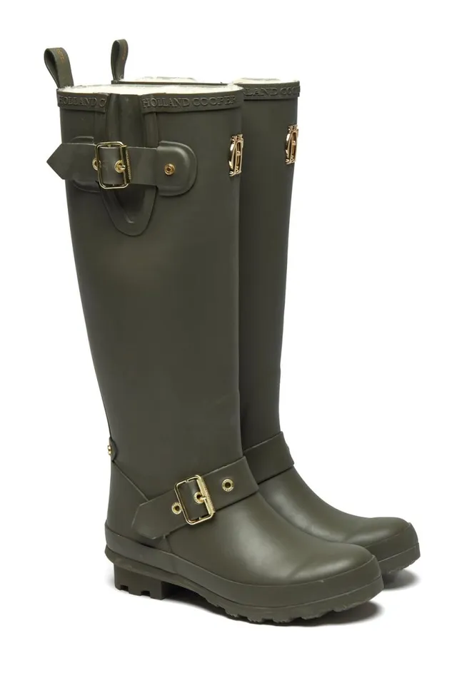 Women Sherpa Lined Regency Wellington Matte Green Holland Cooper Wellington Boots