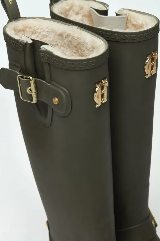 Women Sherpa Lined Regency Wellington Matte Green Holland Cooper Wellington Boots
