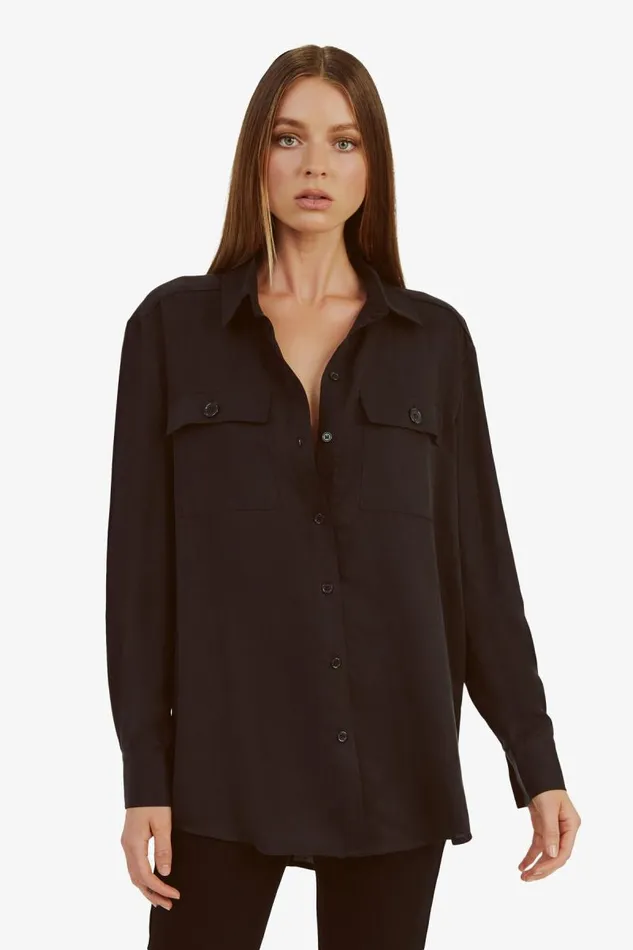 Women Shirts and Blouses Bardot Albee Lightweight Shirt In Black Black