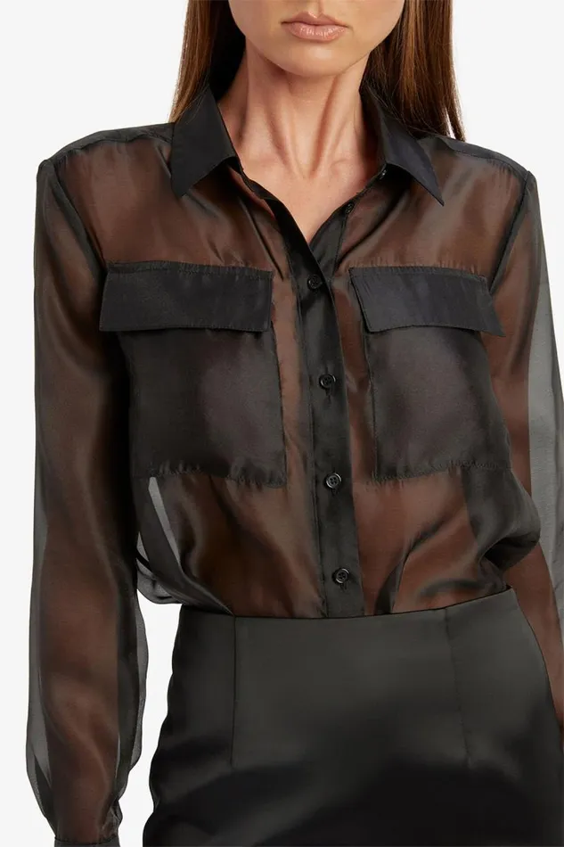 Women Shirts and Blouses Bardot Rebecca Organza Shirt In Black Black Women Shirts and Blouses Bardot Rebecca Organza Shirt In Black Black