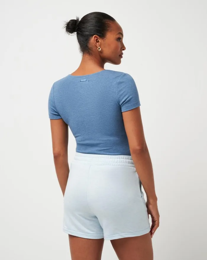 Women Shirts and Tops TravisMathew CLOUD RIB TRANQUILITY TEE Heather Copen Blue Women Shirts and Tops TravisMathew CLOUD RIB TRANQUILITY TEE Heather Copen Blue