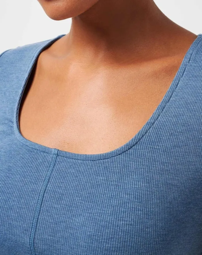 Women Shirts and Tops TravisMathew CLOUD RIB TRANQUILITY TEE Heather Copen Blue Women Shirts and Tops TravisMathew CLOUD RIB TRANQUILITY TEE Heather Copen Blue