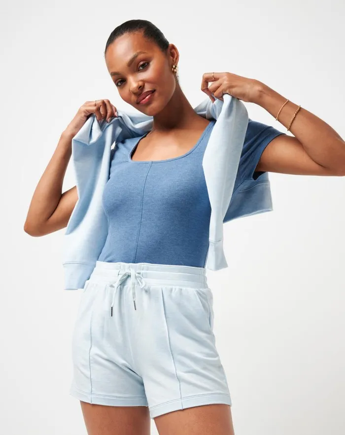 Women Shirts and Tops TravisMathew CLOUD RIB TRANQUILITY TEE Heather Copen Blue Women Shirts and Tops TravisMathew CLOUD RIB TRANQUILITY TEE Heather Copen Blue