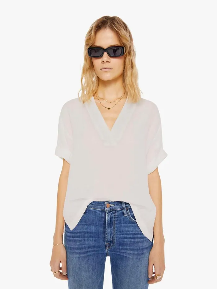Women Shirts Mother Denim Avery Top White open