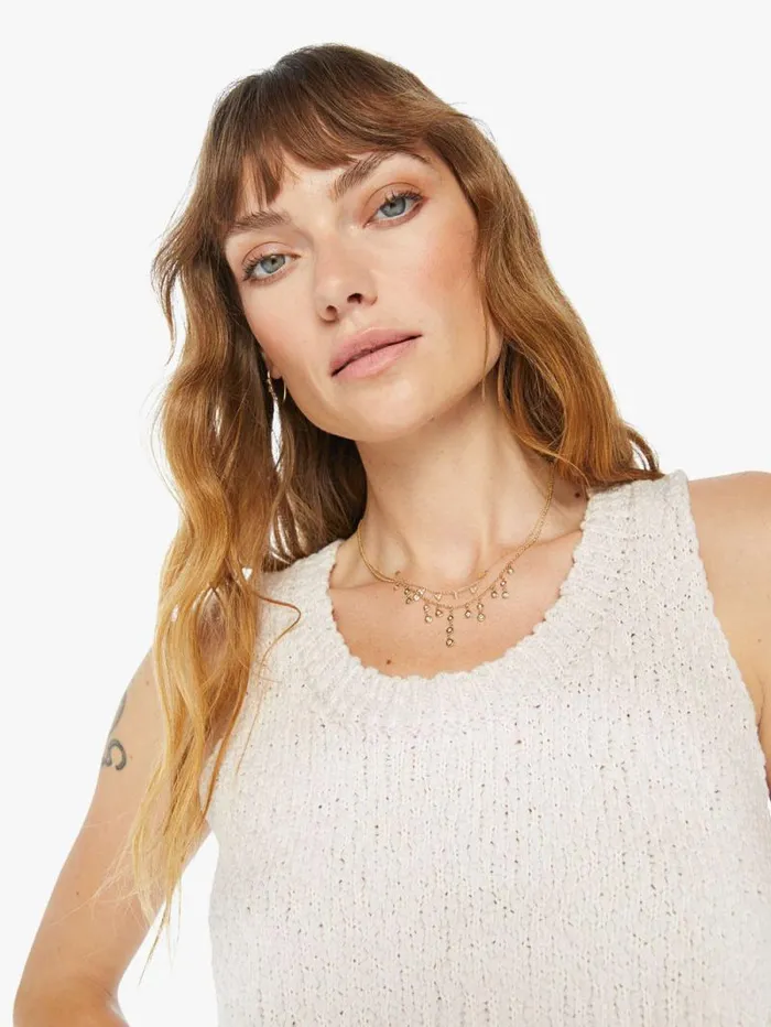 Women Shirts Mother Denim Bay Cropped Knit Tank Lunar