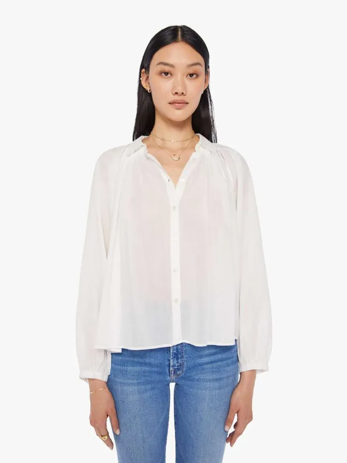 Women Shirts Mother Denim Fabienne Shirt White