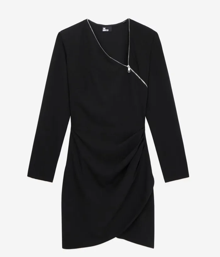 Women Short Black Crepe Dress With Zipper THE KOOPLES Dresses and Jumpsuits