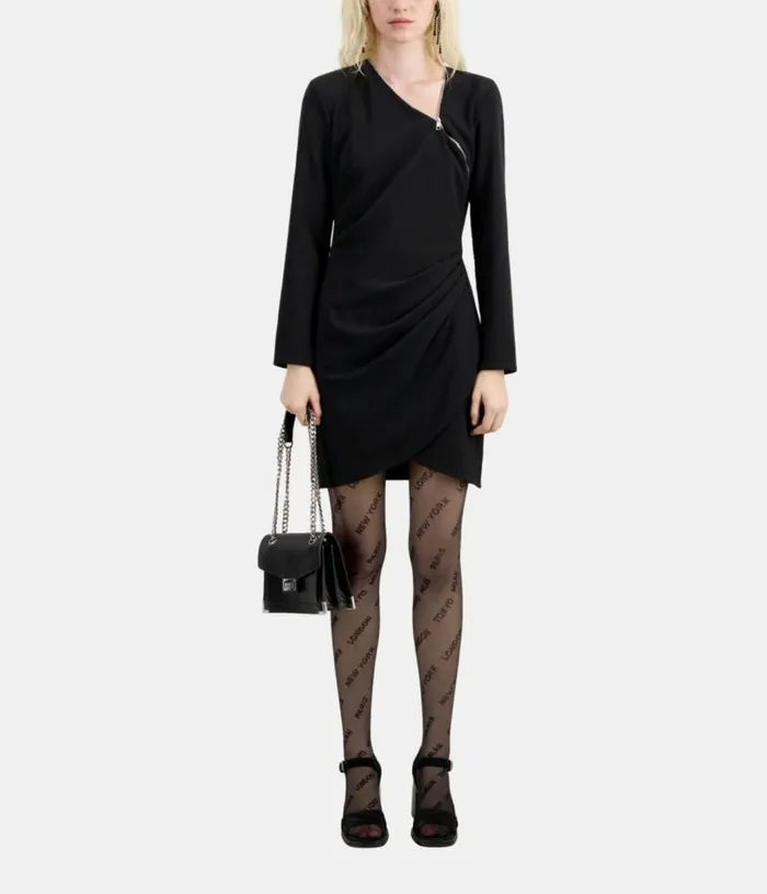 Women Short Black Crepe Dress With Zipper THE KOOPLES Dresses and Jumpsuits