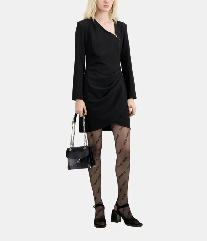 Women Short Black Crepe Dress With Zipper THE KOOPLES Dresses and Jumpsuits