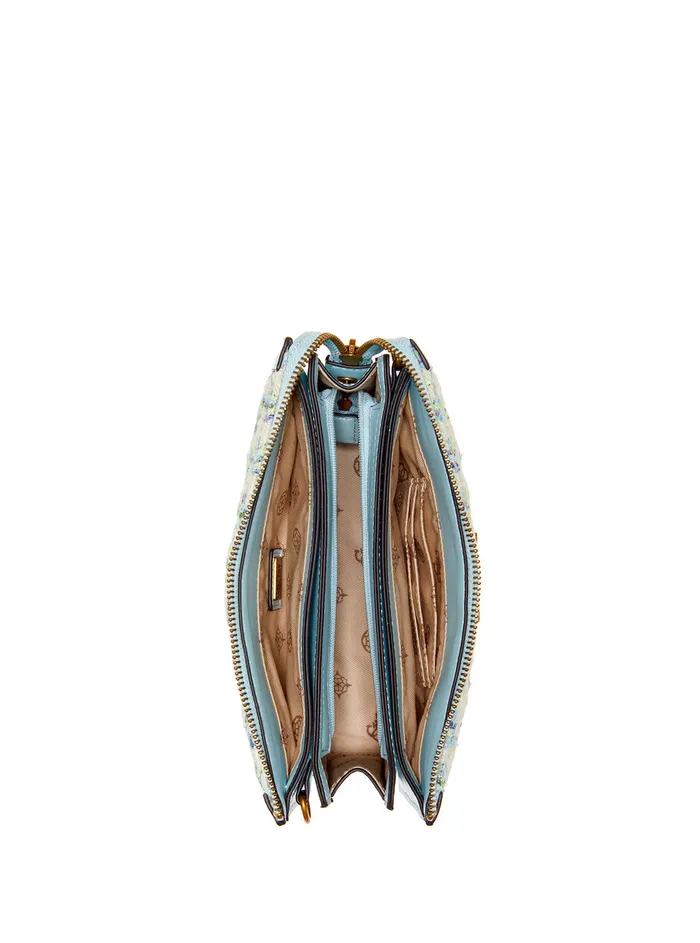 Women Shoulder Bag GUESS Aqua Blue Abey Multi Compartment Shoulder Bag Women Shoulder Bag GUESS Aqua Blue Abey Multi Compartment Shoulder Bag