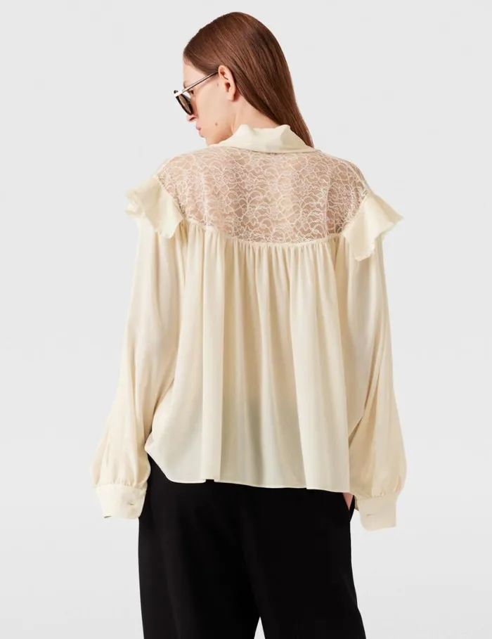 Women Silk Crpe De Chine Pussybow Shirt Natural Stella McCartney Shirts And Tops Women Silk Crpe De Chine Pussybow Shirt Natural Stella McCartney Shirts And Tops