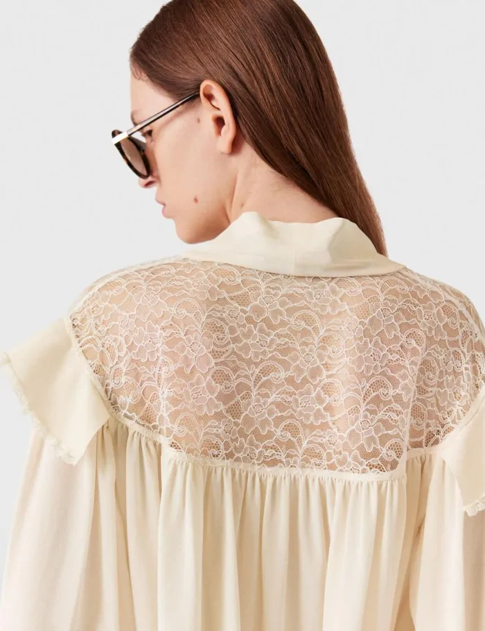 Women Silk Crpe De Chine Pussybow Shirt Natural Stella McCartney Shirts And Tops Women Silk Crpe De Chine Pussybow Shirt Natural Stella McCartney Shirts And Tops