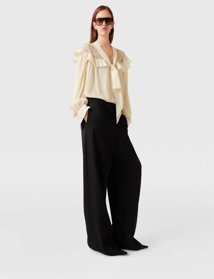 Women Silk Crpe De Chine Pussybow Shirt Natural Stella McCartney Shirts And Tops Women Silk Crpe De Chine Pussybow Shirt Natural Stella McCartney Shirts And Tops