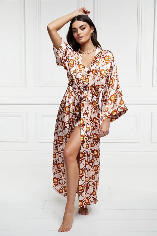 Women Silk Full Length Dressing Gown Blush Holland Cooper Sleepwear Women Silk Full Length Dressing Gown Blush Holland Cooper Sleepwear