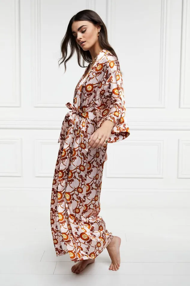 Women Silk Full Length Dressing Gown Blush Holland Cooper Sleepwear Women Silk Full Length Dressing Gown Blush Holland Cooper Sleepwear