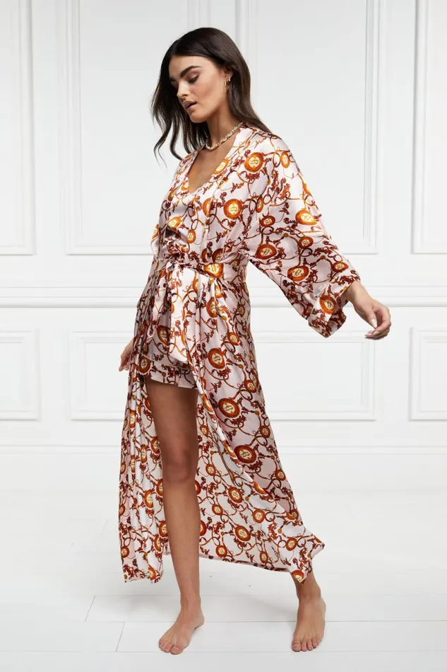 Women Silk Full Length Dressing Gown Blush Holland Cooper Sleepwear Women Silk Full Length Dressing Gown Blush Holland Cooper Sleepwear