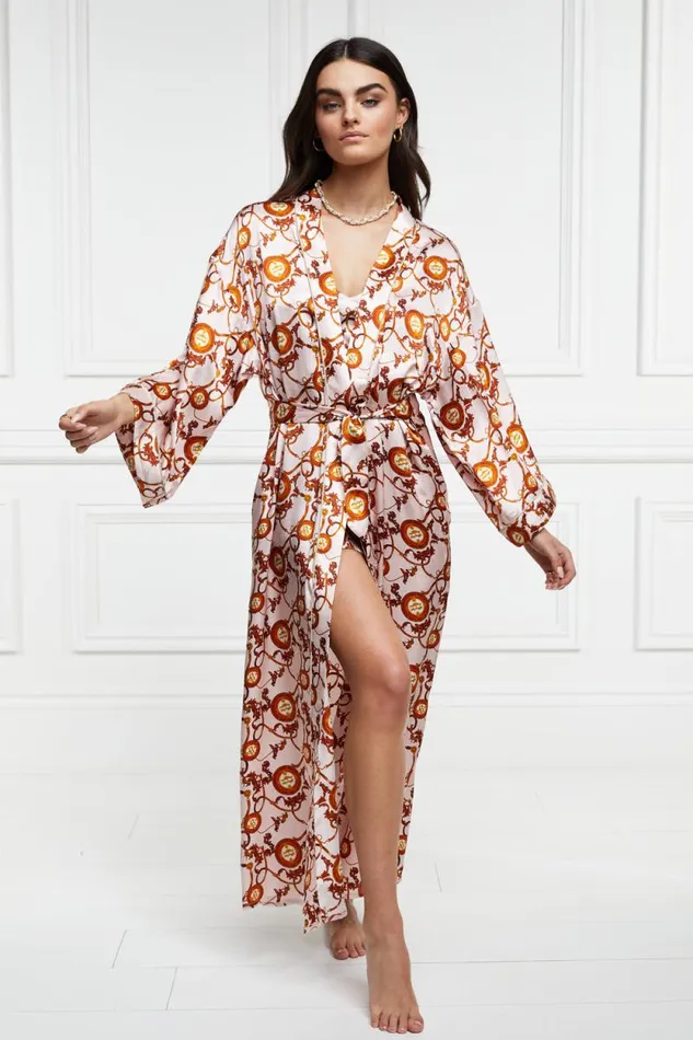 Women Silk Full Length Dressing Gown Blush Holland Cooper Sleepwear Women Silk Full Length Dressing Gown Blush Holland Cooper Sleepwear