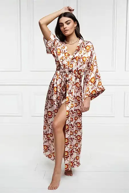 Women Silk Full Length Dressing Gown Blush Holland Cooper Sleepwear Women Silk Full Length Dressing Gown Blush Holland Cooper Sleepwear