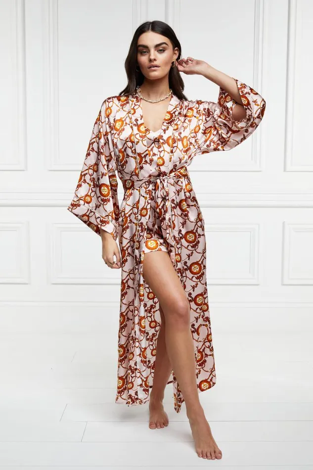 Women Silk Full Length Dressing Gown Blush Holland Cooper Sleepwear Women Silk Full Length Dressing Gown Blush Holland Cooper Sleepwear