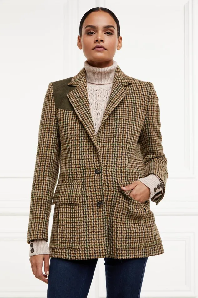 Women Single Breasted Field Blazer Hailes Green Tweed Holland Cooper Tailoring