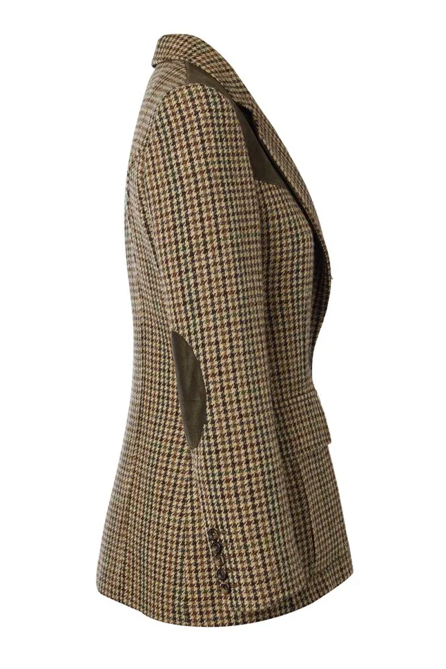 Women Single Breasted Field Blazer Hailes Green Tweed Holland Cooper Tailoring