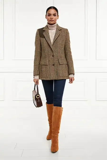 Women Single Breasted Field Blazer Hailes Green Tweed Holland Cooper Tailoring