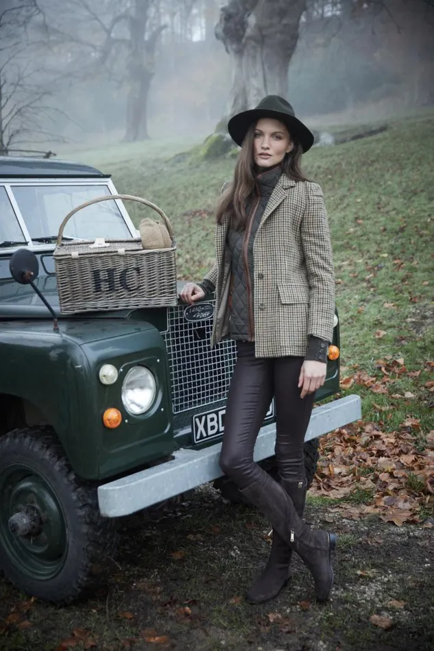 Women Single Breasted Field Blazer Hailes Green Tweed Holland Cooper Tailoring