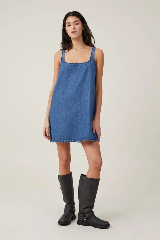 Women Skirts and Shorts Cotton On Charlie Denim Mini Dress Sea Blue