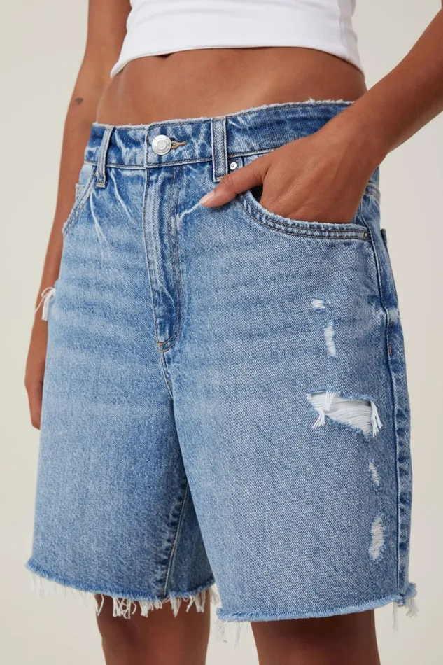 Women Skirts and Shorts Cotton On Relaxed Denim Short Blue Haze Rip
