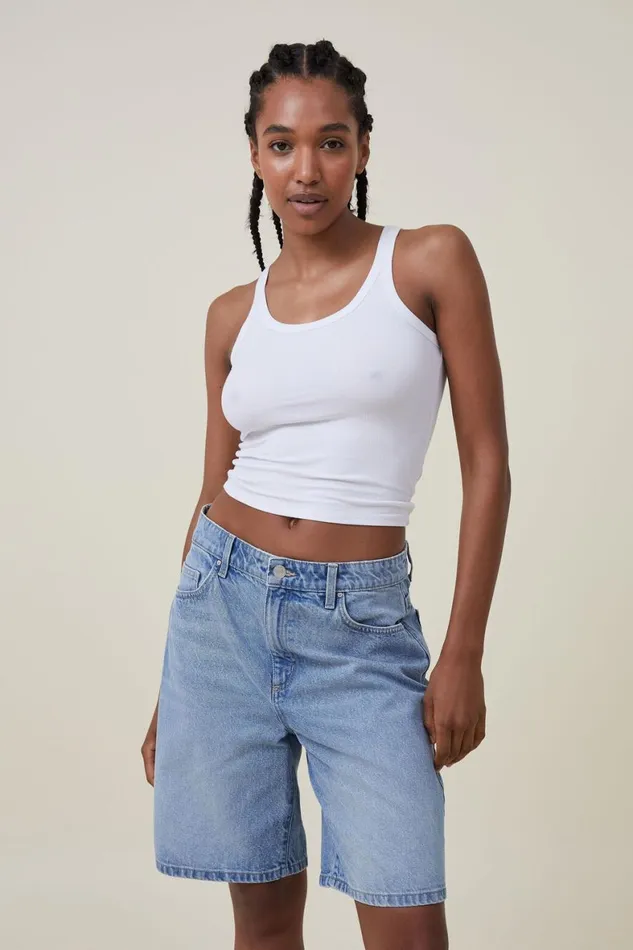 Women Skirts and Shorts Cotton On Super Baggy Denim Jort Bells Blue