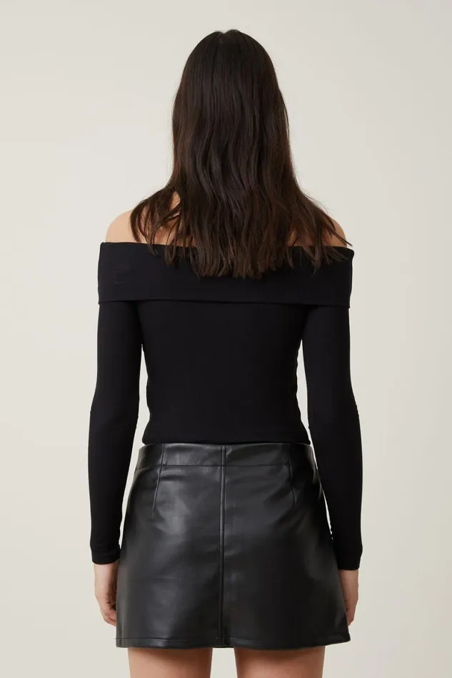 Women Skirts Cotton On Faux Leather Mini Skirt Black