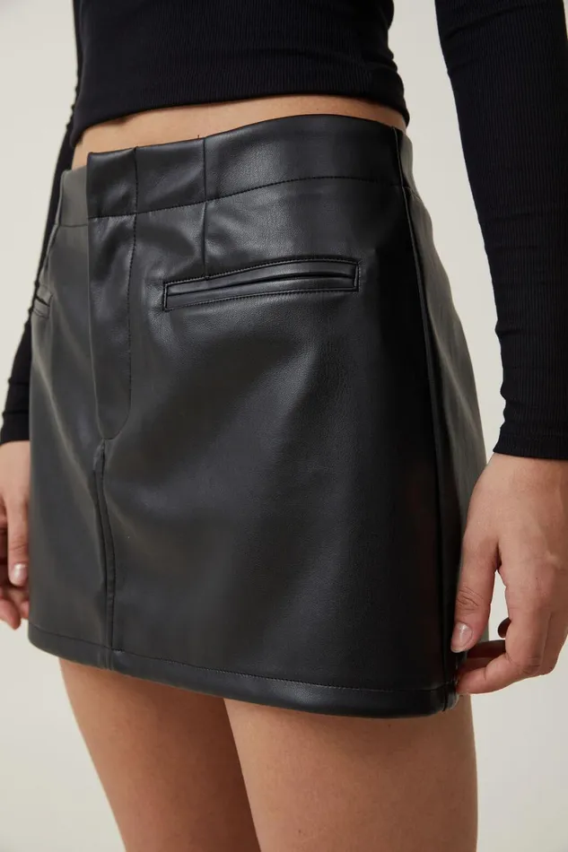 Women Skirts Cotton On Faux Leather Mini Skirt Black