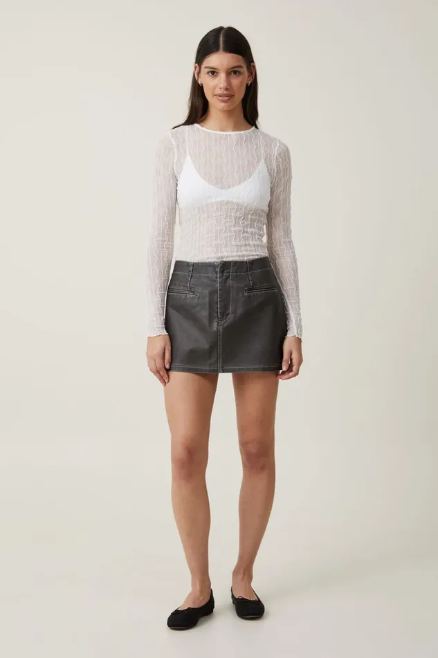 Women Skirts Cotton On Faux Leather Mini Skirt Washed Black