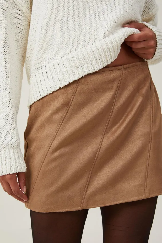 Women Skirts Cotton On Suede Mini Skirt Tan