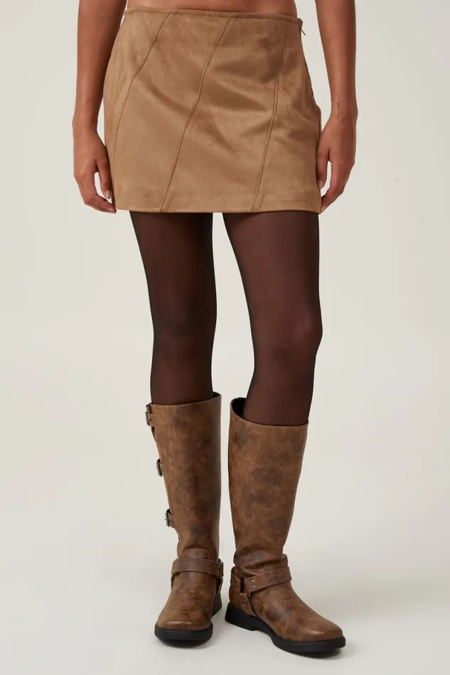 Women Skirts Cotton On Suede Mini Skirt Tan